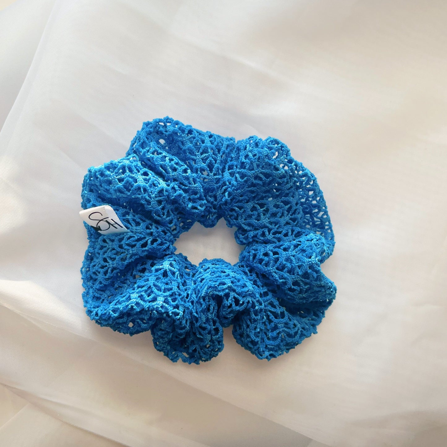 aqua-blue-net-hairties-blue-hairstyles-textured-scrunchie-handmade-hair-accessories-sincerely-herrera-hispanic-owned-business-accessories-scrunchie-party-favors-blue-accessories-mermaid-hairties-gifts-for-her-gifts-for-everyone-outfit-inspo