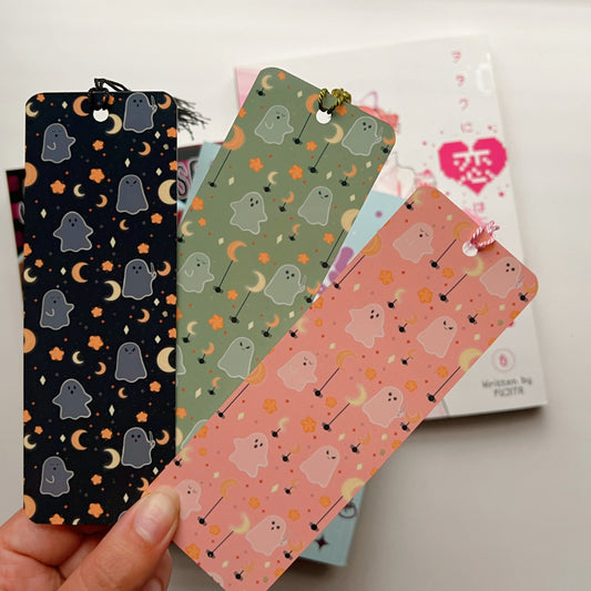 custom bookmarks-sublimation-designs-sublimation-blanks-custom-accessory-spooky-vibes-spooky-cute-handmade-bookmarks-sincerely-herrera-kawaii-halloween-cute-book-must-haves-kawaii-bookmark-pink-ghosts-halloween-accessories-bookmarks-for-books-manga-lovers-manga-bookmarks-book-lover-goft-ideas