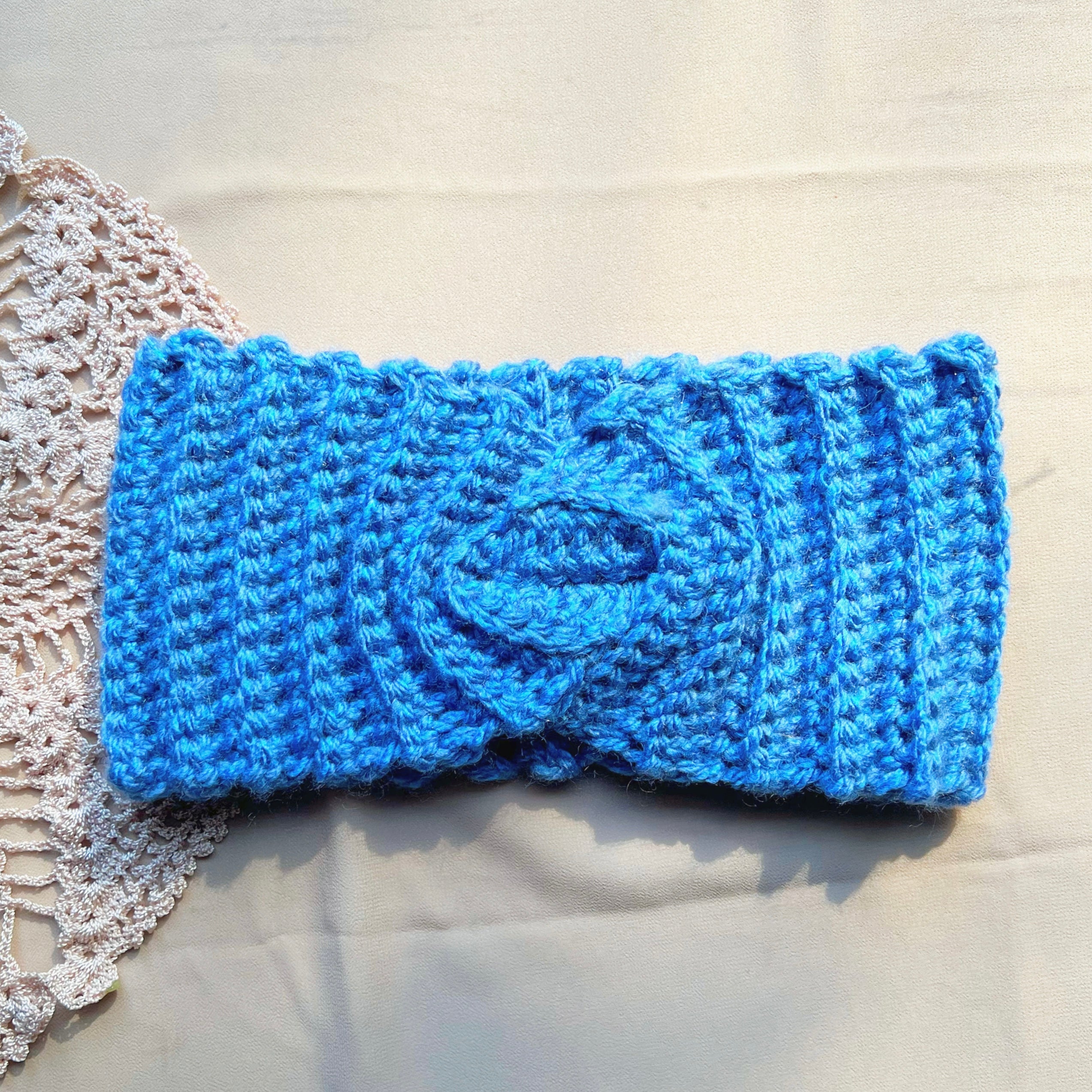 Unique Blue Headband / One of a Kind Headband / Crochet Winter