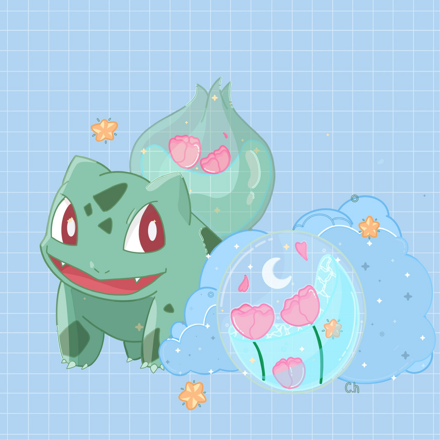 cute-kawaii-art-print-Bulbasaur-Pokémon-kawaii-cute-procreate-sincerely-herrera-handmade-art-prints-cute-kawaii-decor-peony-chicago-il-artist