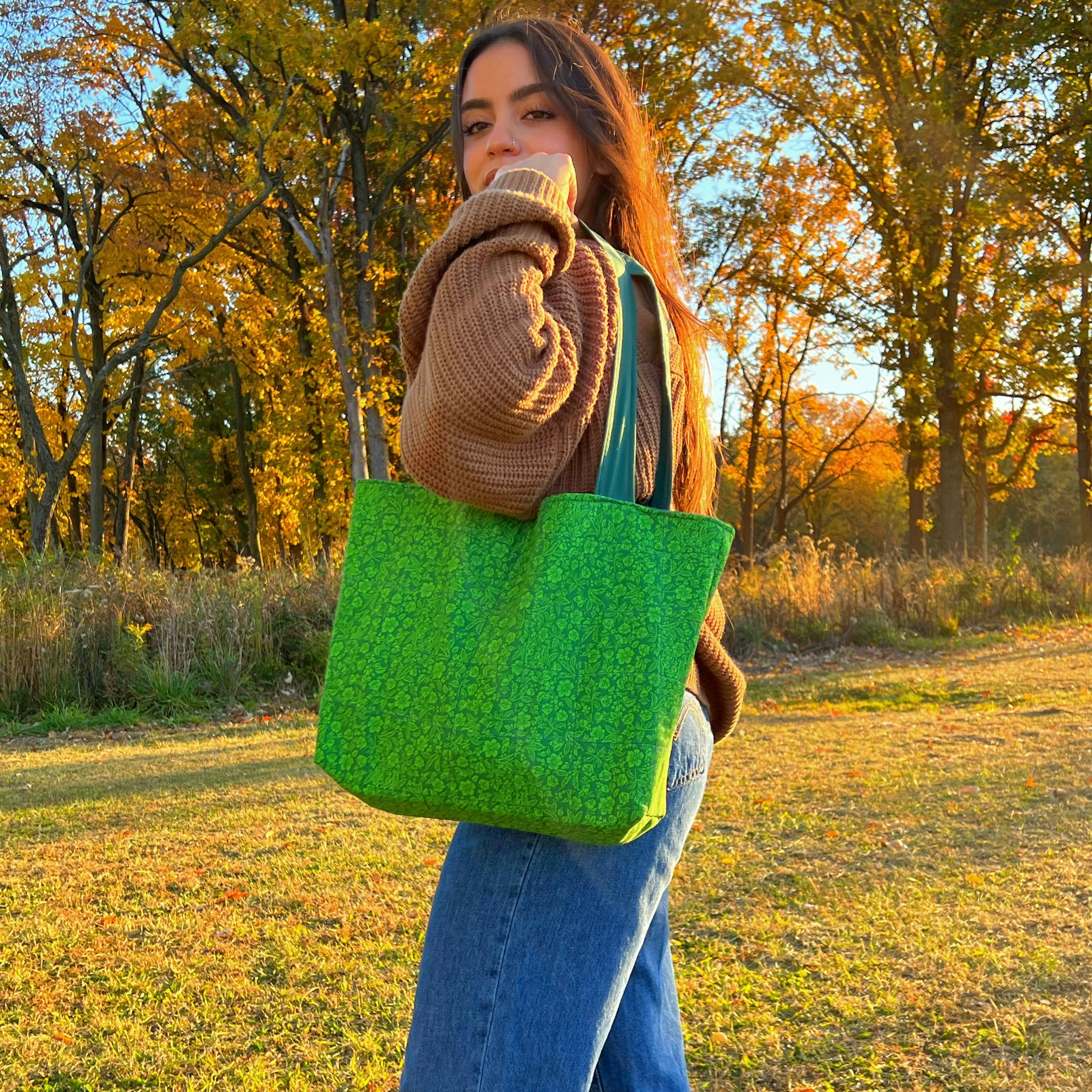 Green Quilted Tote & Crossbody Bag | Cambridge Uncommon